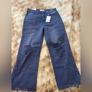 Stylish Distressed Flare Jeans in Blue